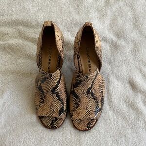 Lucky Brand Snakeskin Print Block Heel Sandals - Size 6